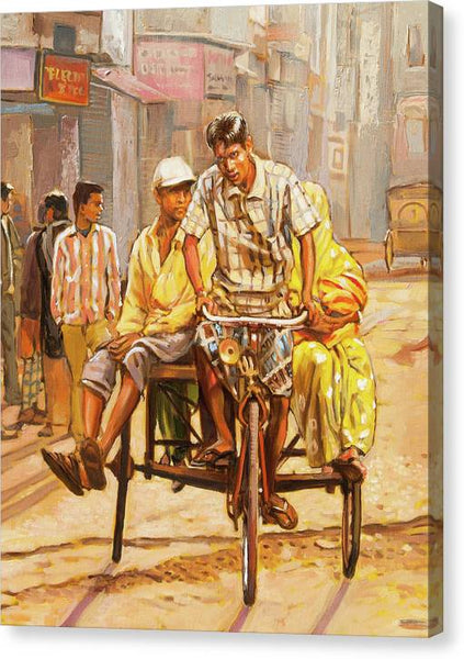 North India Street Scene  Detail View - Canvas Print