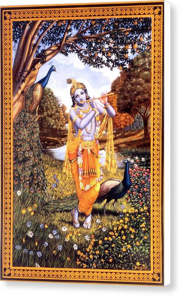 Raman Playing The Flute - Canvas Print