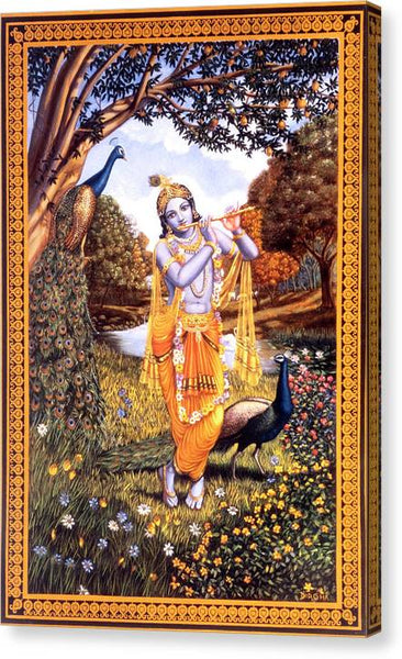 Raman Playing The Flute - Canvas Print