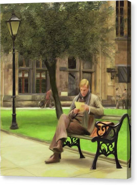 Reading a Letter on a Bench - Canvas Print