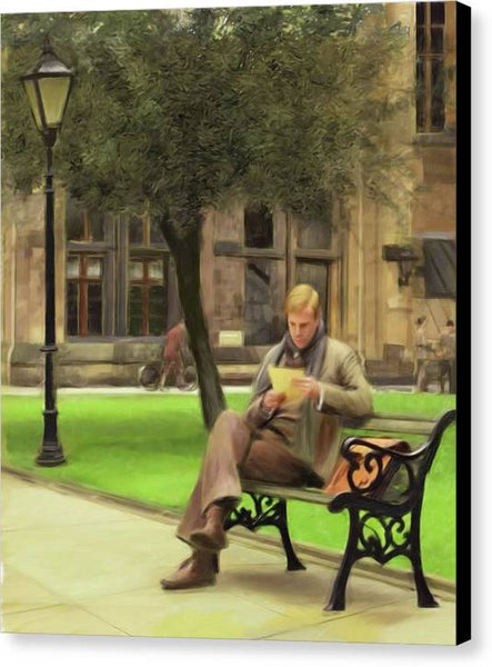 Reading a Letter on a Bench - Canvas Print