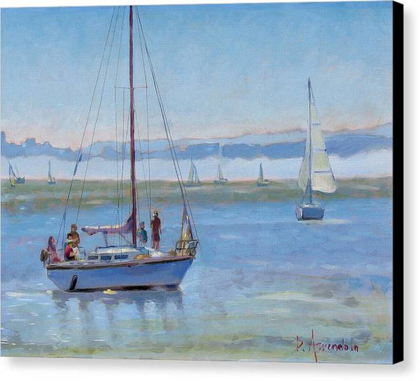 Sailboat Coming To Port - Canvas Print