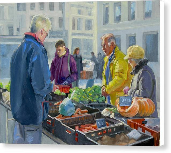 Selling Vegetables In The Market - Canvas Print
