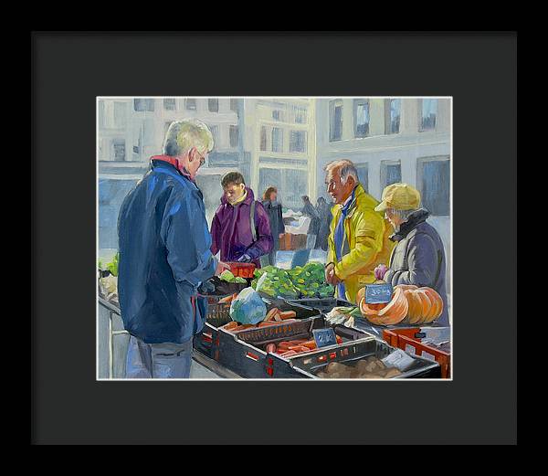 Selling Vegetables In The Market - Framed Print