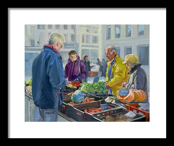 Selling Vegetables In The Market - Framed Print