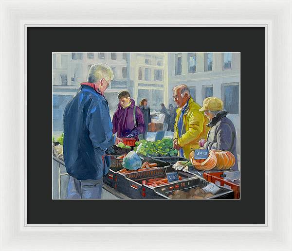 Selling Vegetables In The Market - Framed Print
