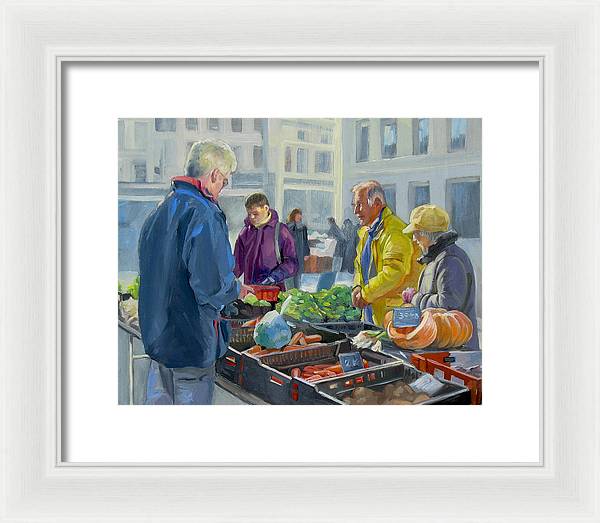 Selling Vegetables In The Market - Framed Print