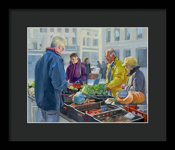 Selling Vegetables In The Market - Framed Print