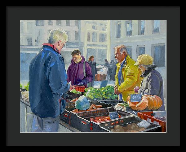 Selling Vegetables In The Market - Framed Print
