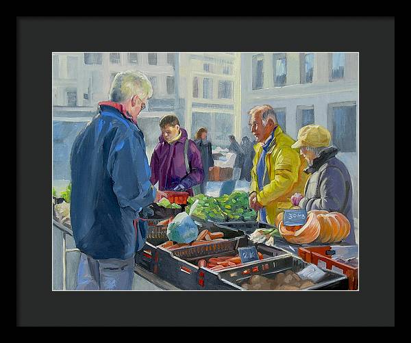 Selling Vegetables In The Market - Framed Print