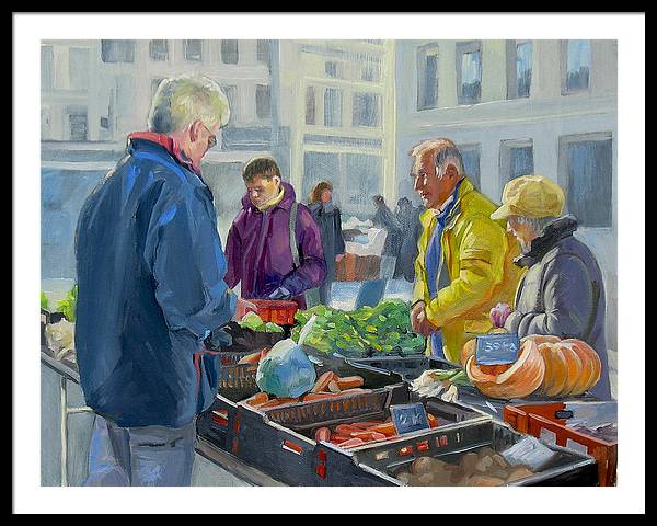 Selling Vegetables In The Market - Framed Print