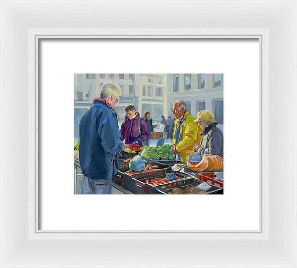 Selling Vegetables In The Market - Framed Print