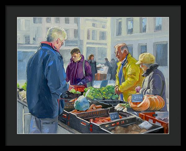 Selling Vegetables In The Market - Framed Print