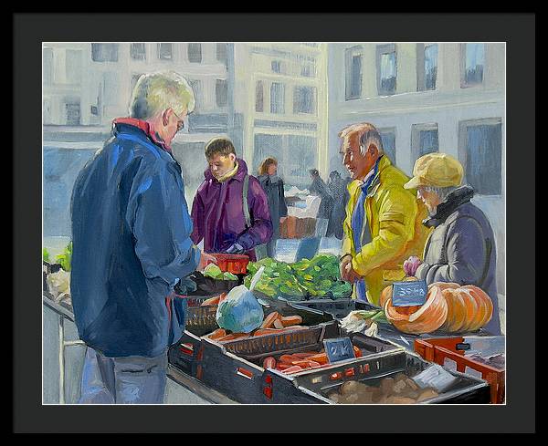 Selling Vegetables In The Market - Framed Print