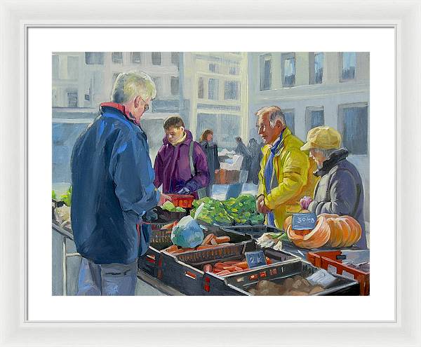 Selling Vegetables In The Market - Framed Print