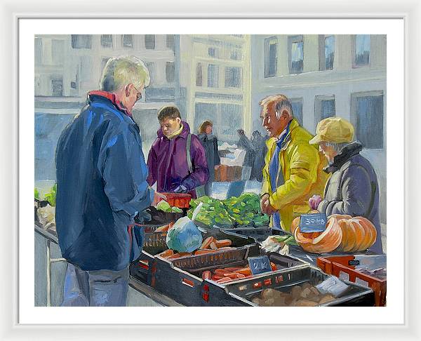 Selling Vegetables In The Market - Framed Print