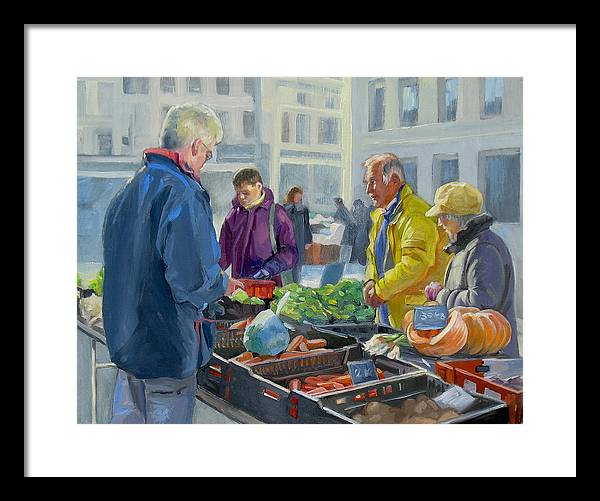 Selling Vegetables In The Market - Framed Print