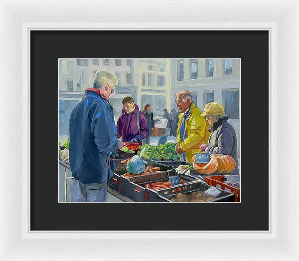 Selling Vegetables In The Market - Framed Print