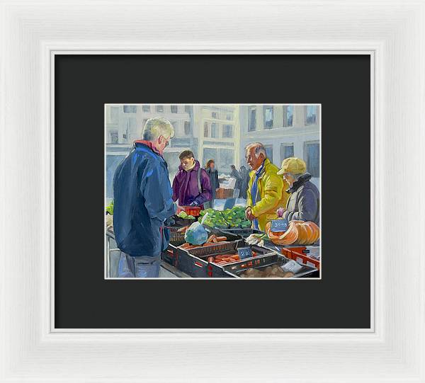 Selling Vegetables In The Market - Framed Print