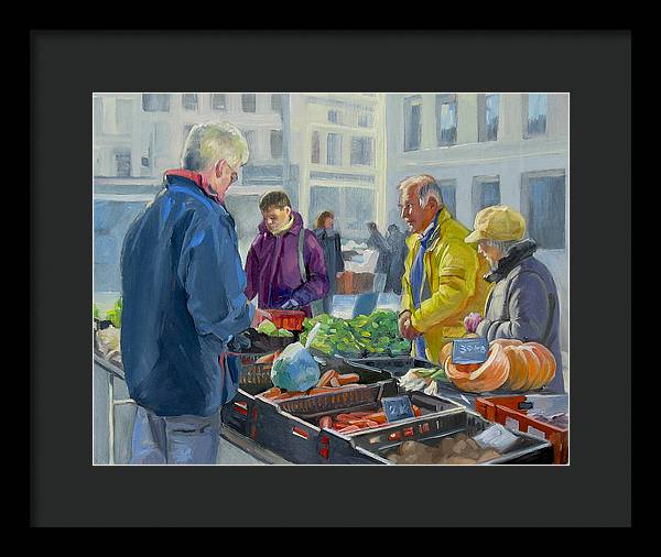 Selling Vegetables In The Market - Framed Print