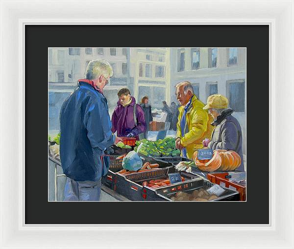 Selling Vegetables In The Market - Framed Print