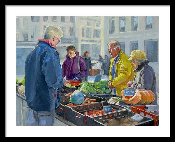 Selling Vegetables In The Market - Framed Print