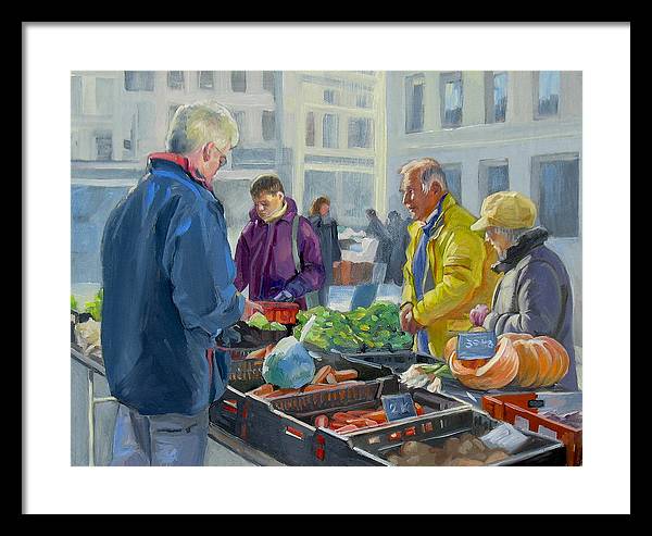 Selling Vegetables In The Market - Framed Print