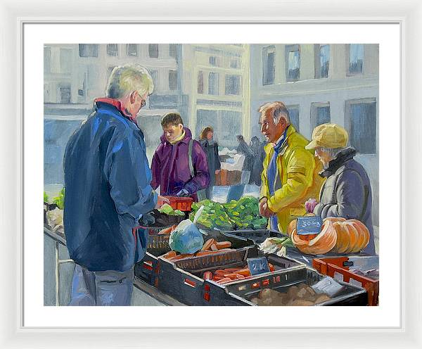 Selling Vegetables In The Market - Framed Print
