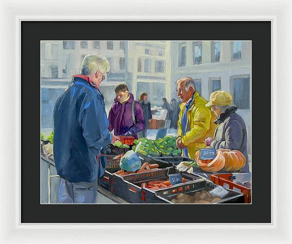 Selling Vegetables In The Market - Framed Print