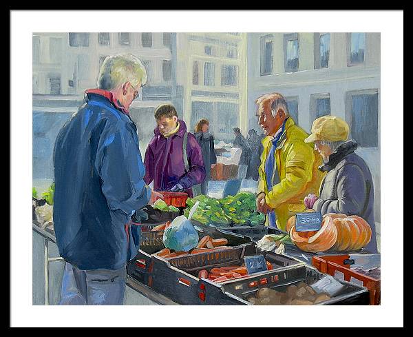 Selling Vegetables In The Market - Framed Print