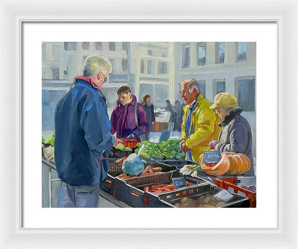 Selling Vegetables In The Market - Framed Print