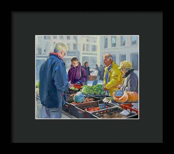 Selling Vegetables In The Market - Framed Print