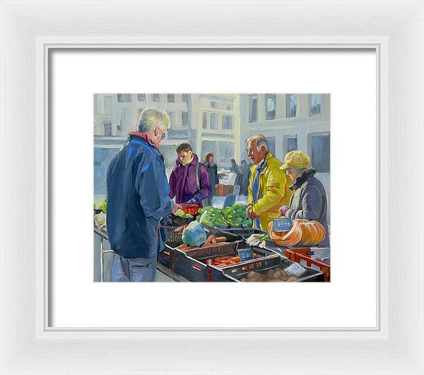 Selling Vegetables In The Market - Framed Print