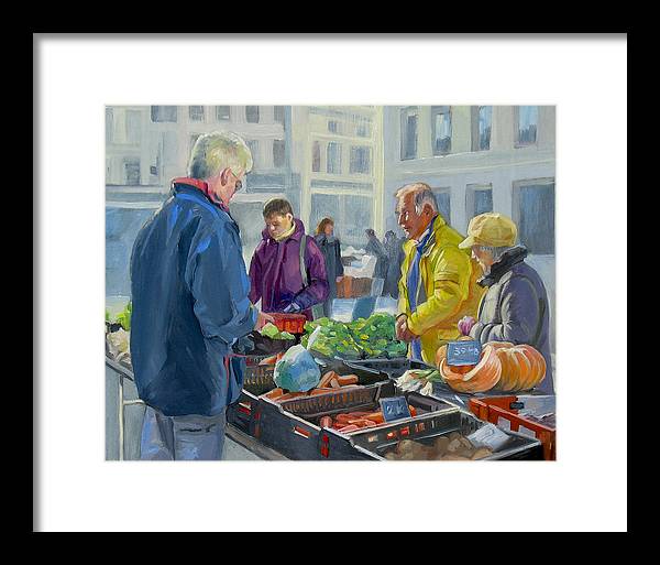 Selling Vegetables In The Market - Framed Print