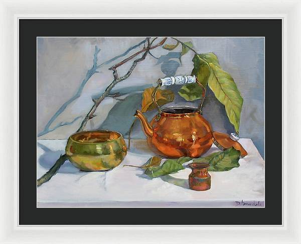 Still Life With A Copper Kettle - Framed Print