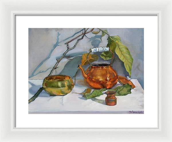 Still Life With A Copper Kettle - Framed Print