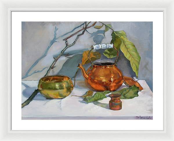 Still Life With A Copper Kettle - Framed Print