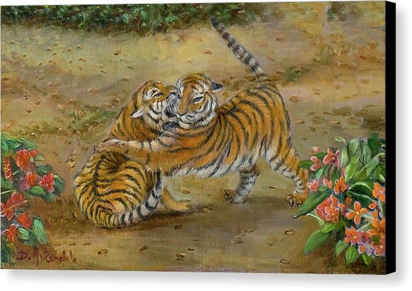 Tiger Cubs At Play - Canvas Print