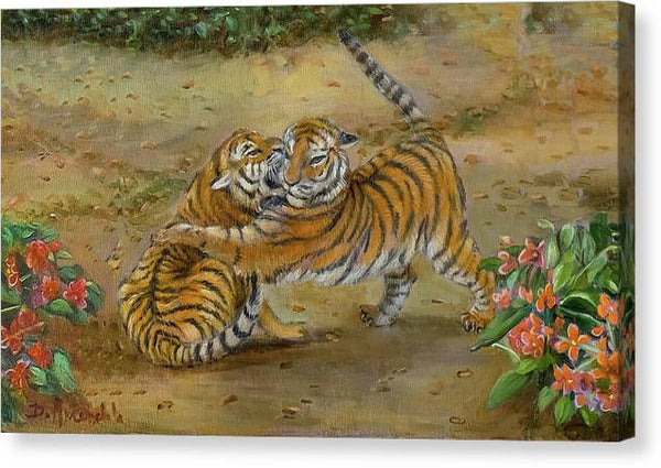 Tiger Cubs At Play - Canvas Print