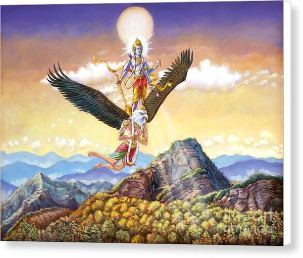 Visnu Flying On The Back Of Garuda - Canvas Print