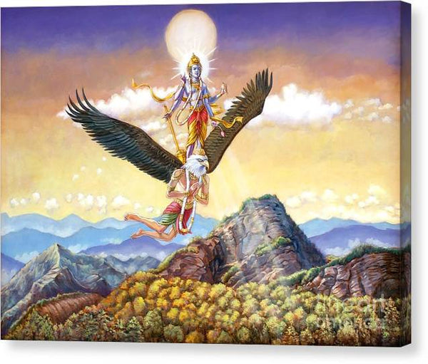 Visnu Flying On The Back Of Garuda - Canvas Print