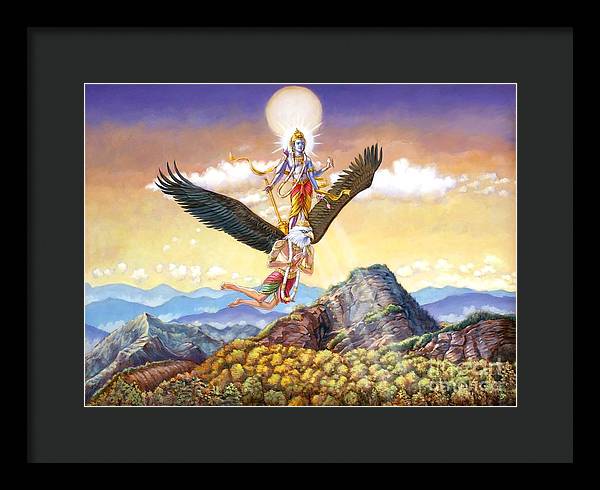 Visnu Flying On The Back Of Garuda - Framed Print