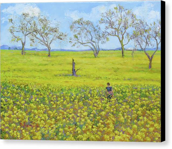 Walking In The Mustard Field - Canvas Print