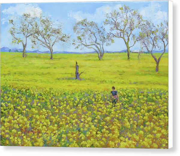 Walking In The Mustard Field - Canvas Print