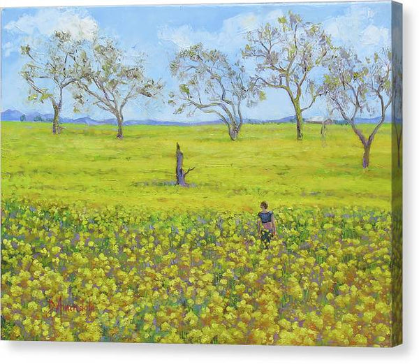 Walking In The Mustard Field - Canvas Print
