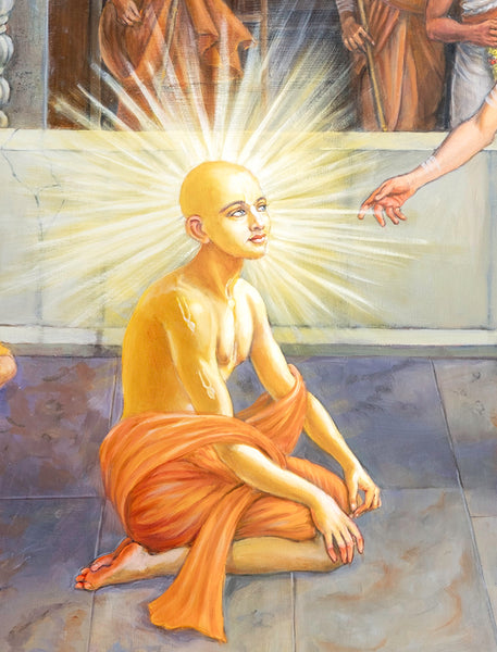 Sri Chaitanya Mahaprabhu Teaching the Power of Chanting Original Oil Painting
