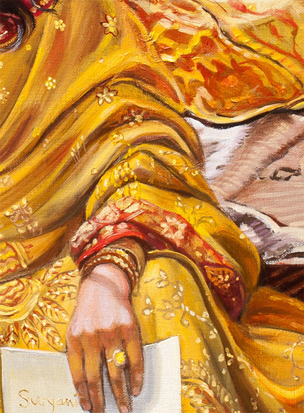 Suryani's Letter – Classical Figurative Painting in Oriental Setting by Dominique Amendola