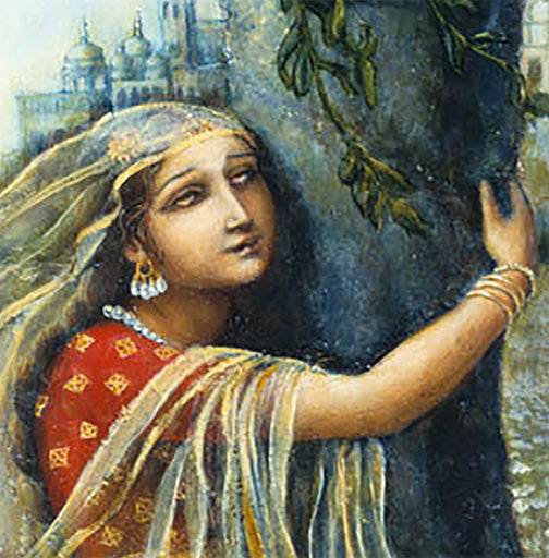 Gopis embracing the Tamala trees – Krishna Protects Vrindavan