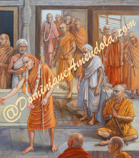 Sri Chaitanya Mahaprabhu Teaching the Power of Chanting Original Oil Painting