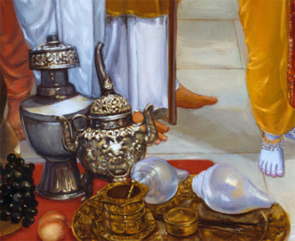 Young Krishna urges King Nanda's People to Worship Govardhan Hill